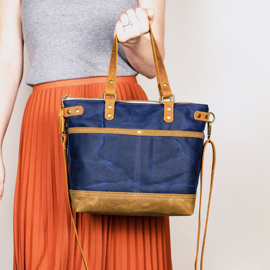 Cami Crossbody in Waxed Canvas and Leather
